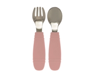 Tiny Tot Silikone Ske + gaffel Rosa